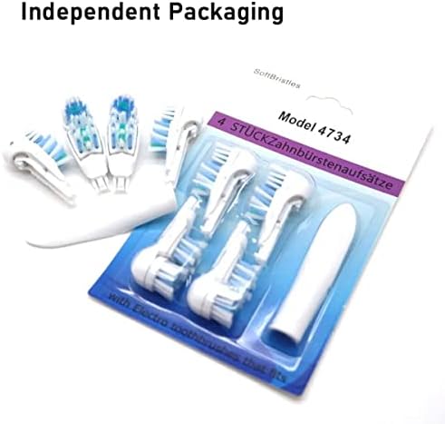 Sensitive Replacement Toothbrush Heads Refill Compatible with Oral-B Cross Action Power 3733 4732, Clean Rotating Powerhead and Crisscross Bristles (White)
