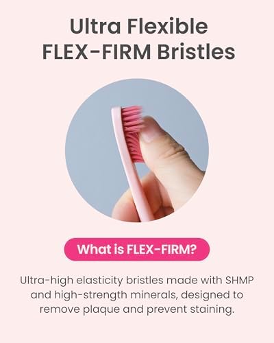Euthymol Whitening Toothbrush (Pink, 6 Count) - Premium Soft Dual-Tension Bristles. Advanced Plaque Removal, Stain Reduction.