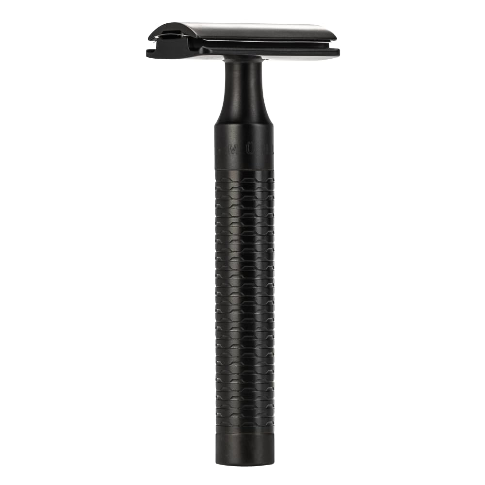 MHLE ROCCA Jet Black Stainless Steel Safety Razor