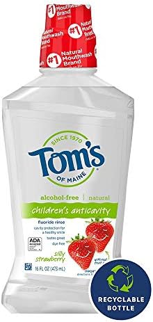 Tom's of Maine Children's Anticavity Fluoride Rinse Mouthwash, Silly Strawberry, 16 oz. 3-Pack