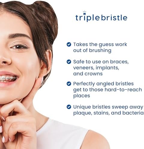 Triple Bristle Kids Sonic Toothbrush | 2 Pack Replacement Head Refill | 3-Sided Brushing to Clean Teeth and Gums | Dentist Created & Approved | Safe on Braces