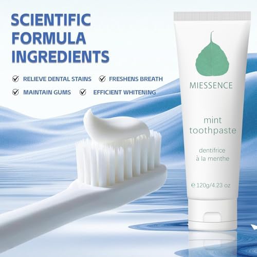 Set 3-Pack Miessence Toothpaste,Miessence Mint Toothpaste for Sensitive Teeth - Whitening, All-Natural, Fluoride-Free, 120g (4.23 oz) (3)