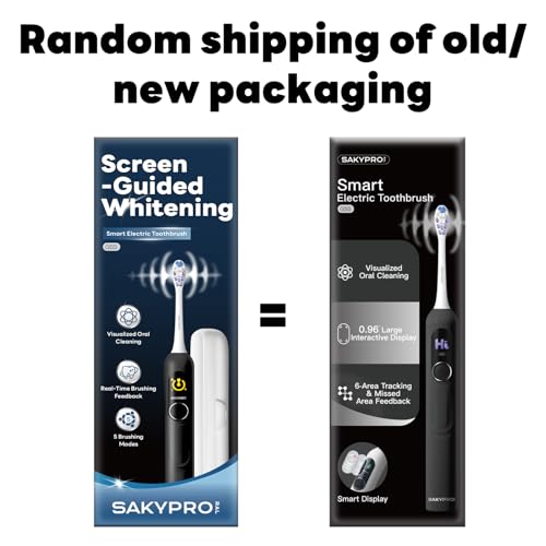 Electric Toothbrush with AI Smart Screen for Adults Kids Teens | 150-Day Battery, Real-Time Brushing Map | Whitening Mode, 3-Min Timer, Travel Case | Family Sonic Toothbrush (G5S Black)