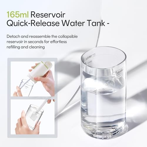 Water Flosser Portable for Travel - Mini Water Flosser with 3 Modes, IPX7 Waterproof, 360° Nozzles, Cordless Water Dental Flosser for Teeth Cleaning Flossing for Adults, Braces & Sensitive Gums