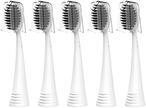 Replacement Brush Heads for Burst Original & Pro Sonic Electic Toothbrushes, 5 Count with Travel Covers, White for Adults