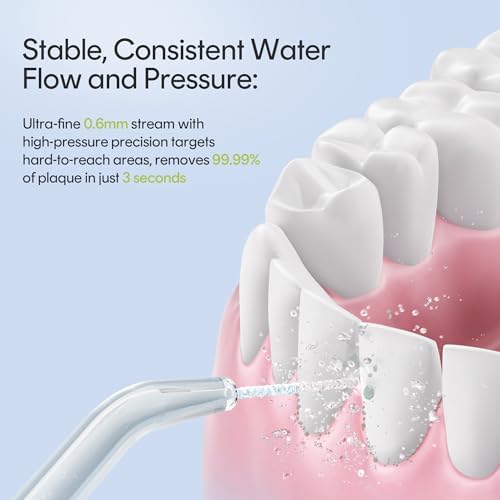 Water Flosser Portable for Travel - Mini Water Flosser with 3 Modes, IPX7 Waterproof, 360° Nozzles, Cordless Water Dental Flosser for Teeth Cleaning Flossing for Adults, Braces & Sensitive Gums