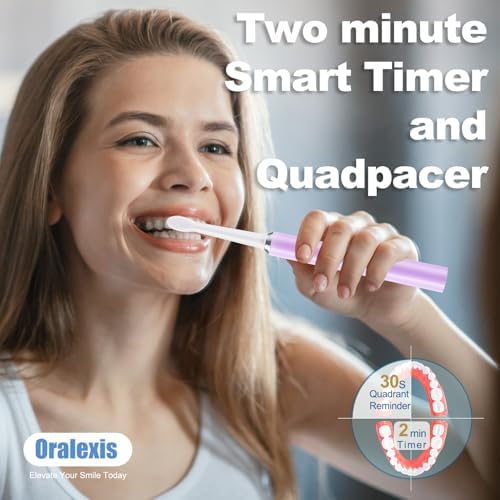 Electric Toothbrush for Adults and Kids, with Tongue Scraper and 8 Brush Heads, One Fast Charge Last 120 Days, 40000 VPM Deep Clean, Sonic Travel Toothbrush - Purple