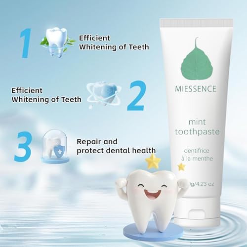 Set 3-Pack Miessence Toothpaste,Miessence Mint Toothpaste for Sensitive Teeth - Whitening, All-Natural, Fluoride-Free, 120g (4.23 oz) (3)