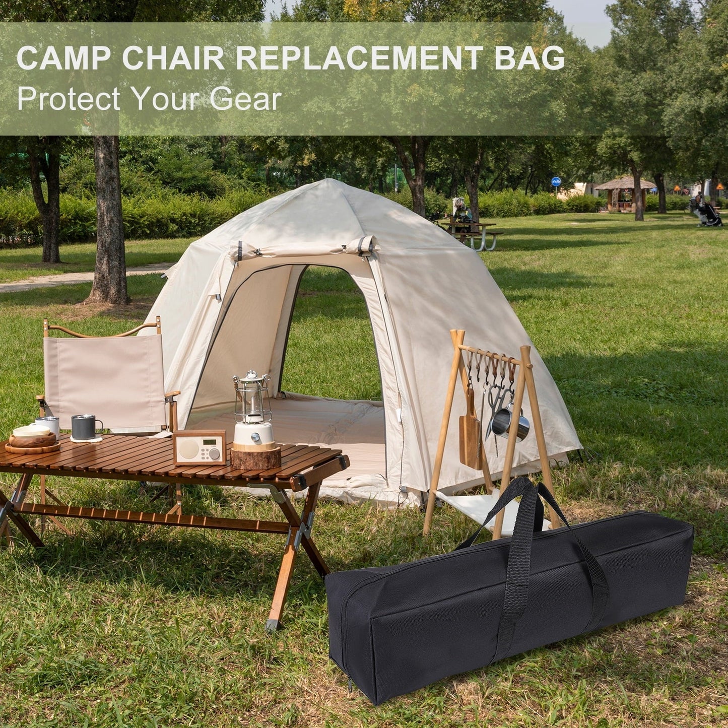 Uxcell Camp Chair Replacement Bag, Camping Folding Chair Bag with Handle Strap, 22 x 6 x 6 Inch for Outdoor (Black)