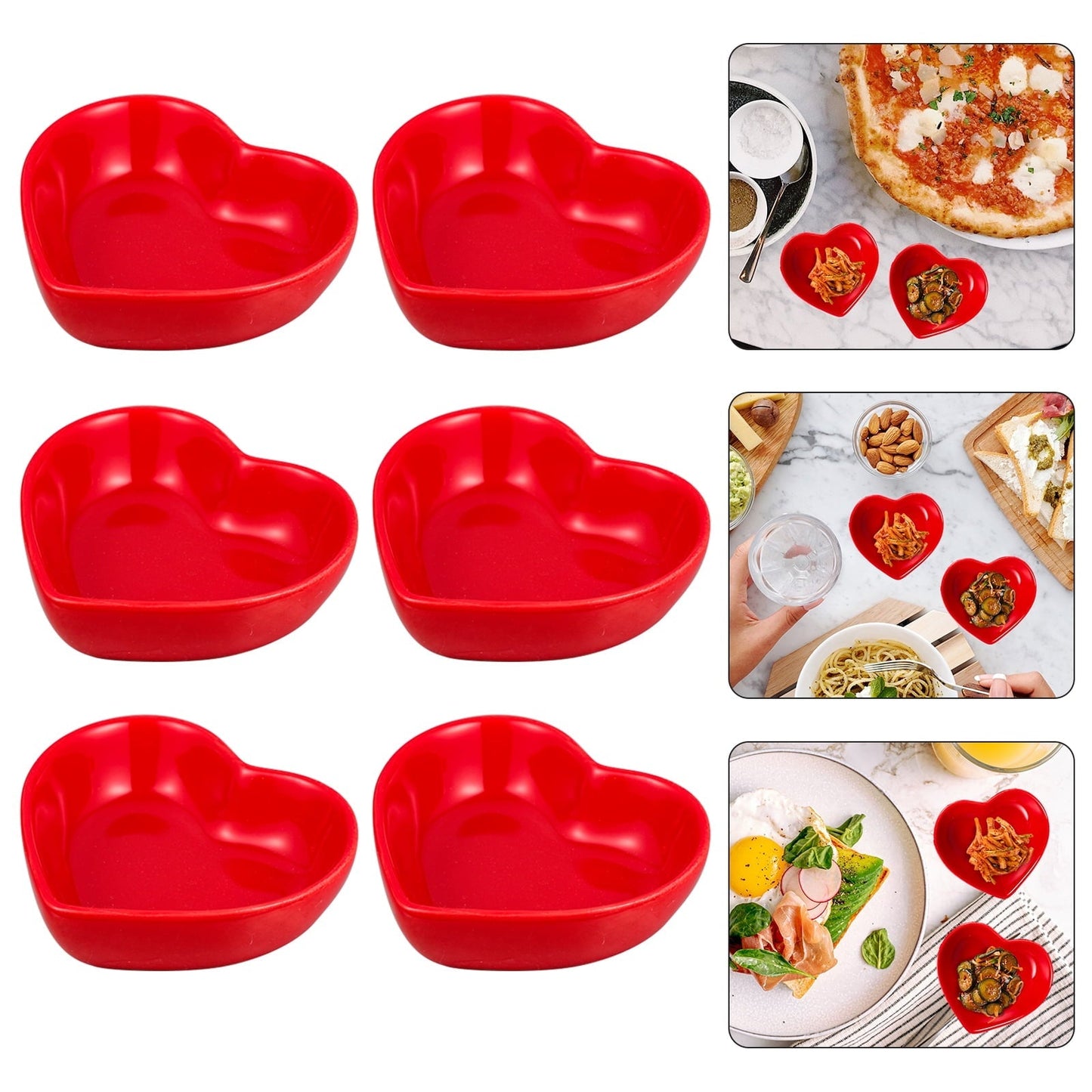 Heart Shaped Sauce Plate Set Ceramic Dish Ceramics Hamster Multipurpose 2 Pcs Red