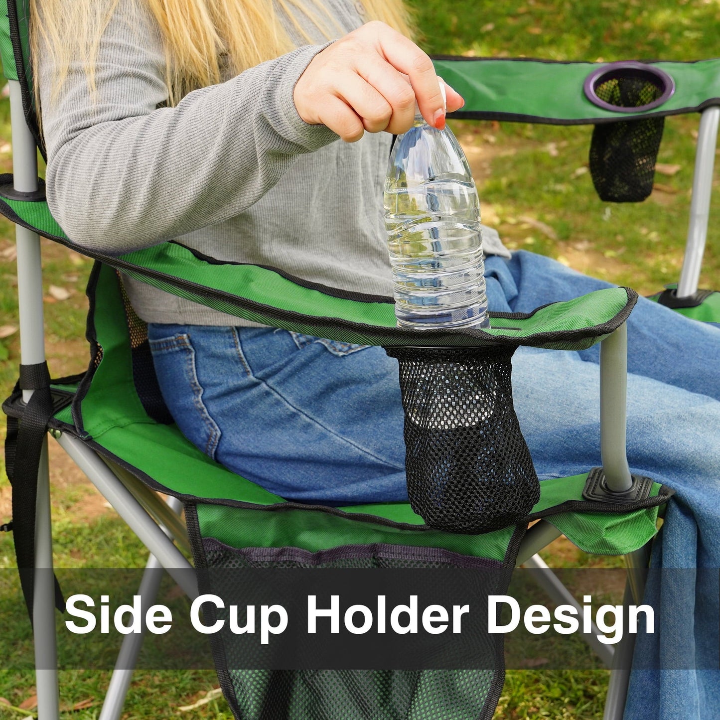 BalanceFrom Folding Camp Chair，Portable Outdoor Chair，with Cup Holder & Carrying Bag，for Camping, Beach, Fishing, and Sports Events