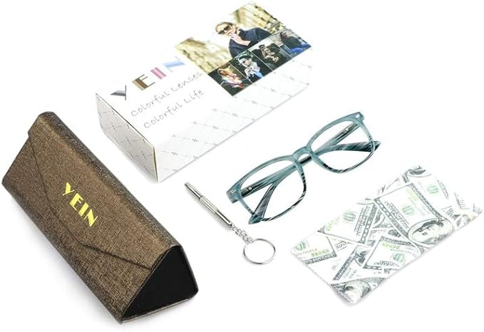 YEIN Bifocal Reading Glasses with Blue Light Blocking Lenses, Bifocal Reader for Women and Men, Vintage Square frame with Spring Hinge (+0.50/+2.75 magnification)