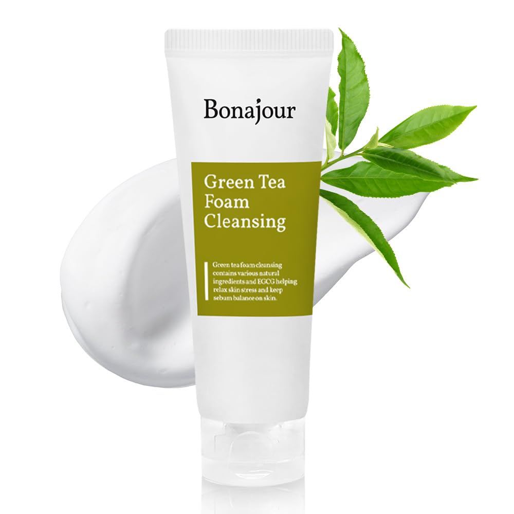 [Bonajour] Green Tea Natural Pores Foam Cleanser - The Best Facial Wash For Acne & Oily Skin 5.1Fl.Oz