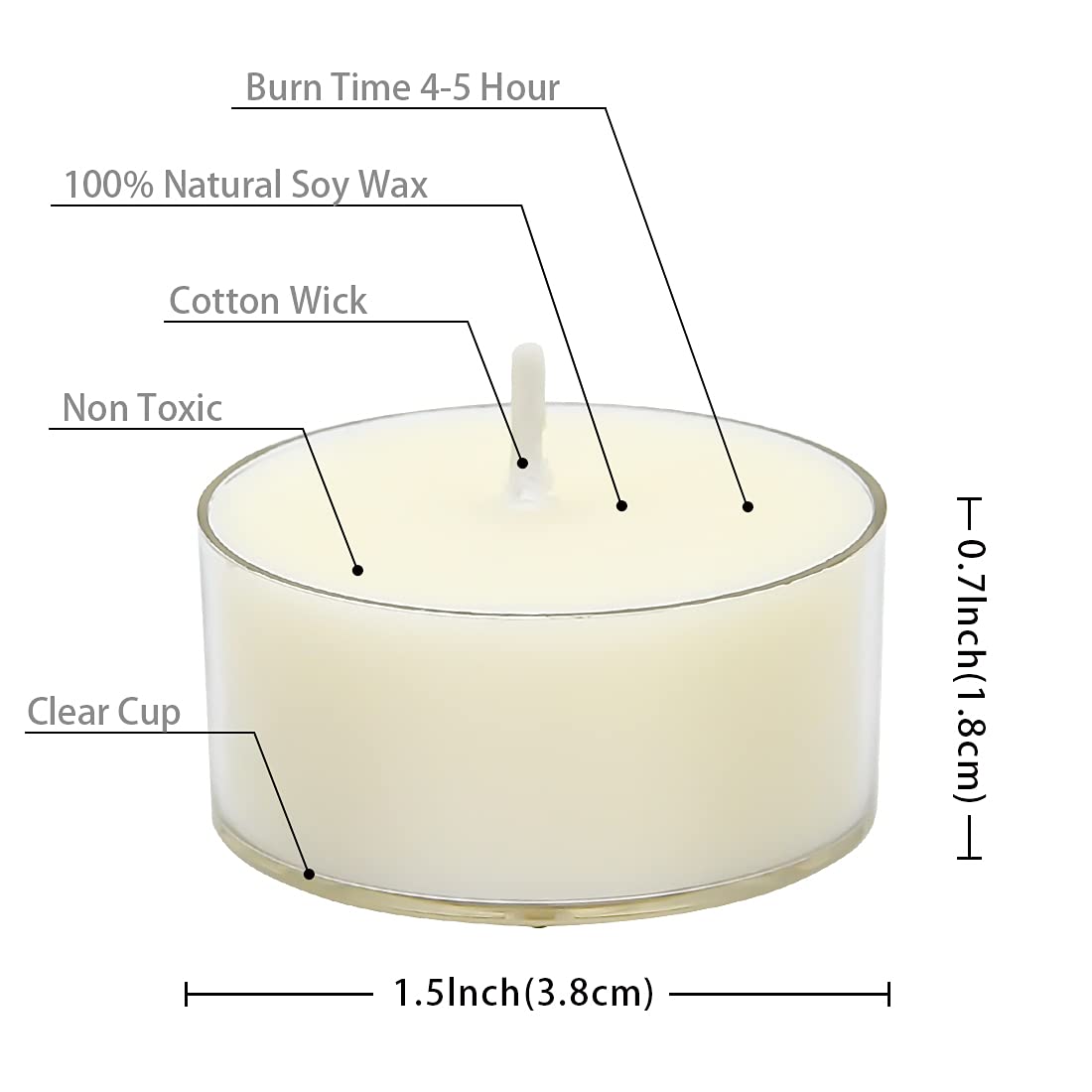 DEYBBY Natural Scented Soy Wax Tealight Candles Bulk, Jasmine Aromatherapy Luxury Tea Candle Set of 36-4 Hour Burning Great Gift for Valentine's Day