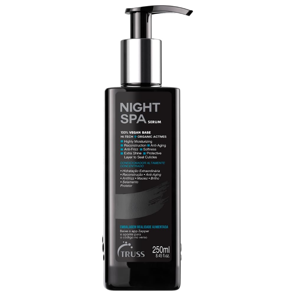 TRUSS Night Spa Serum - Anti Aging Damaged Hair Treatment with 100% Vegan Wax Base - Anti Frizz Hair Serum for Extra Shine, Mois