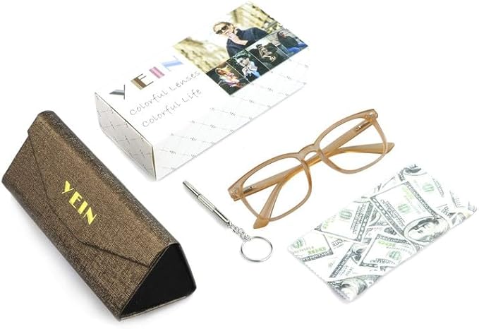 YEIN Bifocal Reading Glasses with Blue Light Blocking Lenses, Bifocal Reader for Women and Men, Vintage Square frame with Spring Hinge (+0.00/+1.25 magnification)