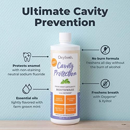 Oxyfresh Cavity Protection Fluoride Mouthwash – Anticavity Mouthwash for Sensitive Teeth – Non-Staining, Alcohol Free – Lasting Fresh Breath. 16 oz.