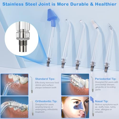 Water Dental Flosser for Teeth Cleaning and Flossing with Travel Size Case – Rechargeable Oral Irrigator, Water Flosser for Adults, IPX7 Waterproof, 5 Jet Tips & 4 Modes