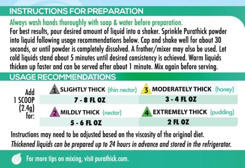Purathick Natural Thickener, 4.4 oz, Thickens Hot and Cold Liquids for People with Dysphagia