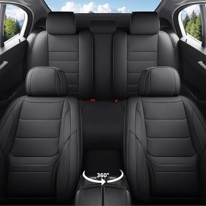 Car Seat Covers Full Set fit for Chevrolet/Chevy HHR 2006-2011 , Premium Faux Leather Waterproof Car Seat Protectors with Lumbar Support, Breathable Anti-Slip Auto Seat Covers Full Set(Black,Full set)