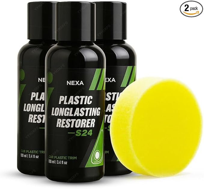 Plastic Longlasting Restorer for Car, Black Plastic Car Trim Restorer (3 PCS)