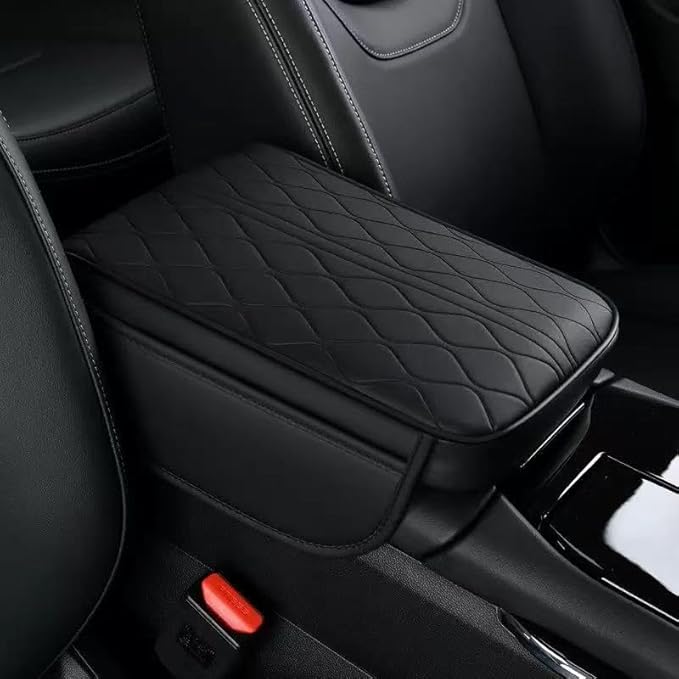 Center Console Armrest Cover Compatible with Dodge Ram 2500 2012-2024 Leather Car Armrest Cushion Pad Protector Black Interior Accessories,Black