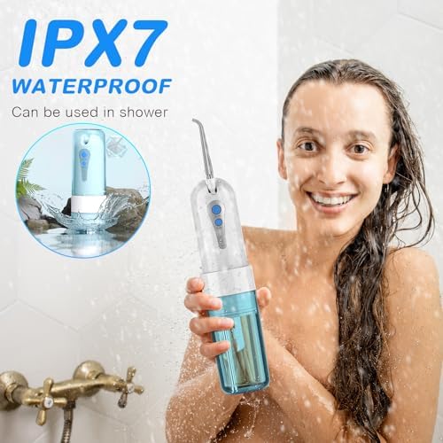 Water Dental Flosser for Teeth Cleaning and Flossing with Travel Size Case – Rechargeable Oral Irrigator, Water Flosser for Adults, IPX7 Waterproof, 5 Jet Tips & 4 Modes