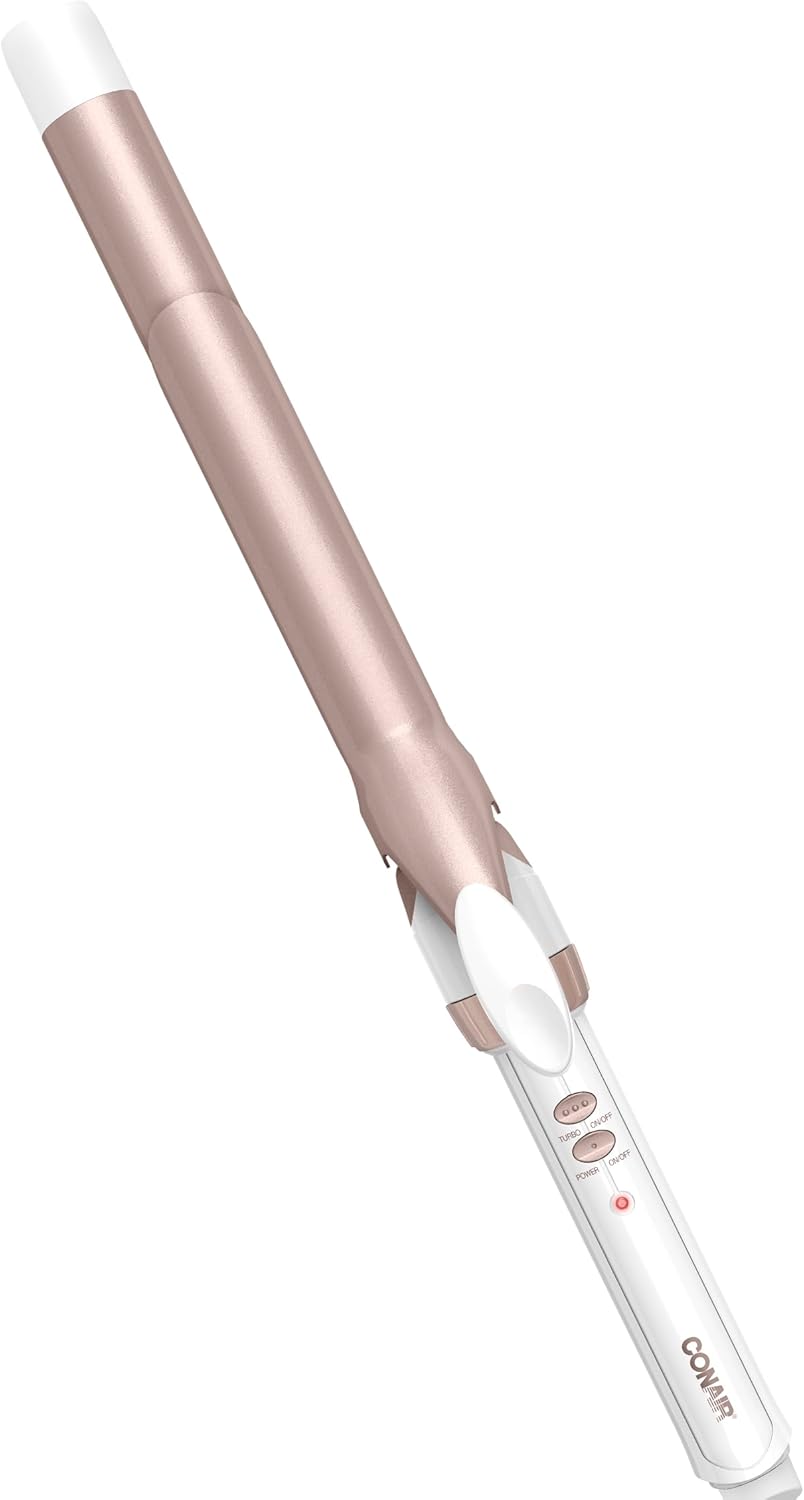 Conair Double Ceramic 1-Inch Curling Iron | Classic Curls | White/Rose Gold