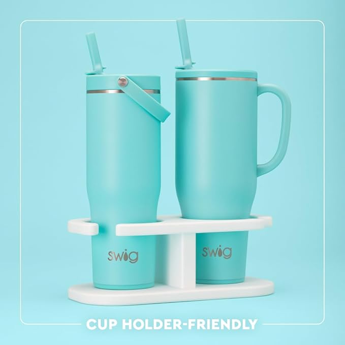 Swig Life 40oz Leak Proof Mega Mug, 40oz Leak Proof Tumbler with Handle and Straw, Extra Large Insulated Tumblers, Cup Holder Friendly Travel Mug, Reusable Leakproof Water Bottle (Spring Chick)