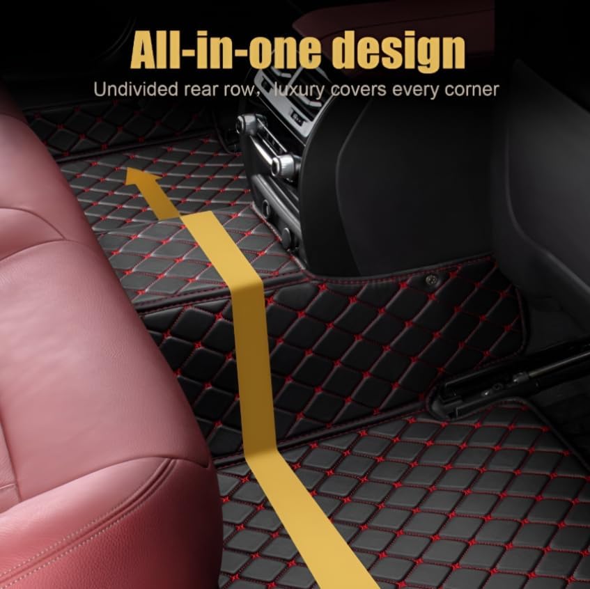 Add Personal Touch to Your Vehicle with IMEISH Customizable Logo Text Car Mats for 99% of vehiclesPads Protection Non-Slip Leather Floor Liners (Black Yellow Stripe)