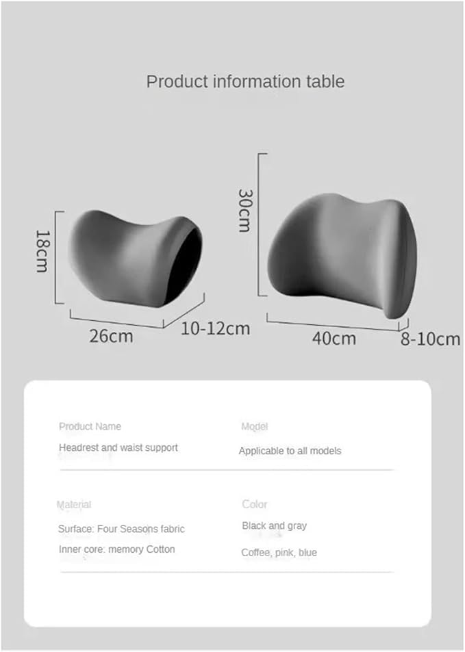 Car Neck Pillow and Lumbar Support Cushion - Memory Foam Backrest for Driver Seat Comfort(Dark Red)