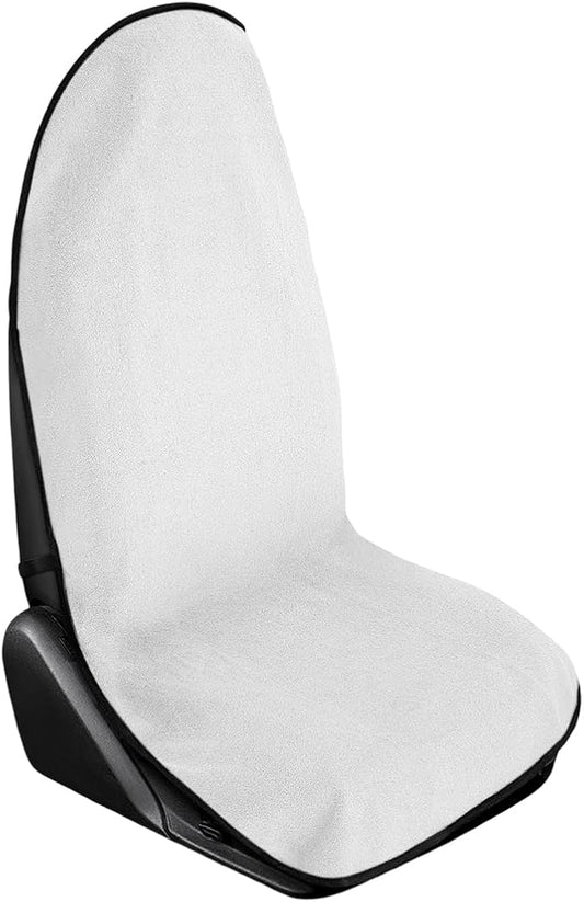 Waterproof Car Towel Seat Cover, Sweating Non-Slip Premium Towel Carseat Cover Protector, Universal Soft Machine Washable Car Truck SUV Front Seat Cover for Gym Workout Beach Hiking (White)