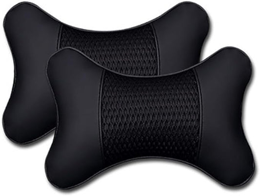 Car Neck Pillows Both Side Pu Leather 2 Pack Car Headrest Pillow for Most Cars Driving Seat Breathable Automotive Neck Support Adjustable Cute Auto Neck Pillow Neck Shoulder Pain Relief for Travel