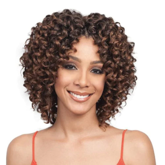 Xiufaxirusi Xiufaxirusi Short Kinky Curly For Black Women Brown Afro Curly Middle Part Wig Full And Soft Synthetic Wig