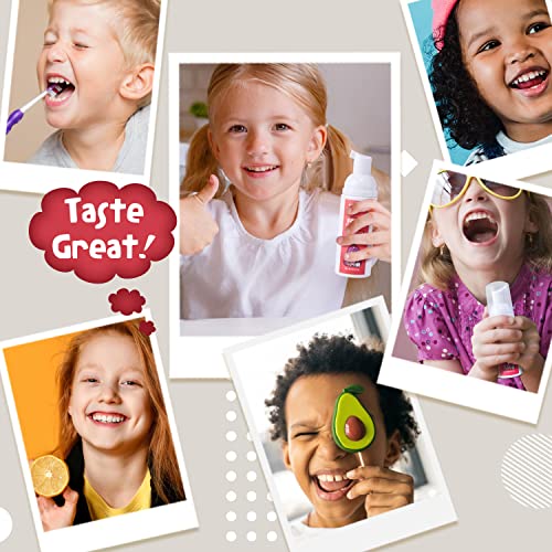 NOHOO Fluoride Free Foam Toothpaste Kids Fruit Flavour,Natural Training Toothpaste for Baby Toddler Children Oral Cleaning and Cavity Protection Strawberry Orange Peach Cantaloupe