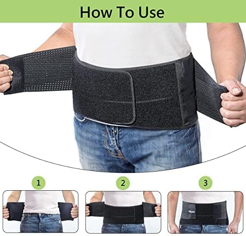 OMAX Lumbar Back Brace for Lower Back Pain, Adjustable Support Belt for Men/Women for Work, Breathable Brace for Herniated Disc, Sciatica, L 39"-43"