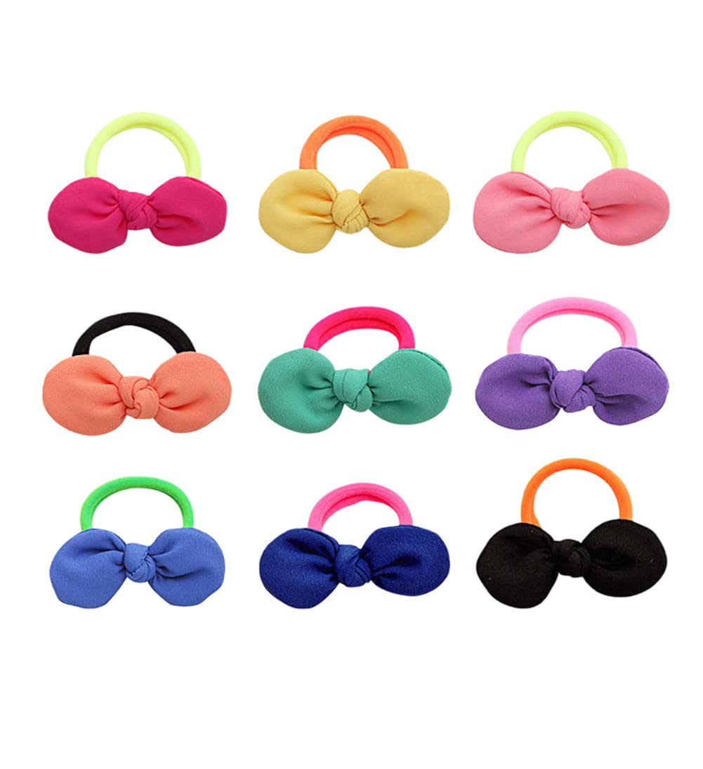 Lovef 9 Pcs Girl'S Bowknot Hair Rope Ponytail Kids Holder Elastic Hair Ties