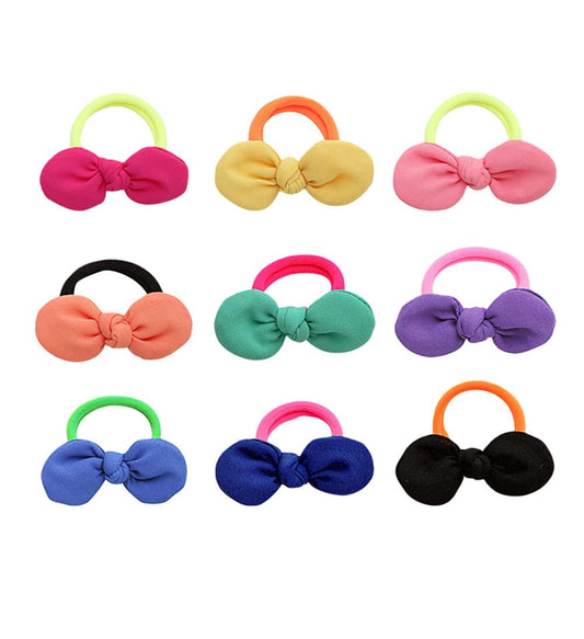 Lovef 9 Pcs Girl'S Bowknot Hair Rope Ponytail Kids Holder Elastic Hair Ties