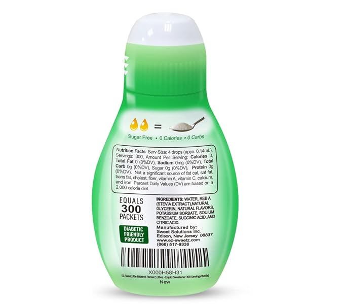 EZ-Sweetz (3-Pack 1.36oz - Liquid De-Bittered Stevia Sweetener 300 Servings/Bottle