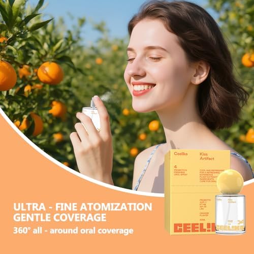 Oral Spray – Fresh Breath, Dual Cooling Experience & Convenient On-The-Go Design – Perfect for Freshening Breath Anywhere, Anytime (Orange, 2 Count)