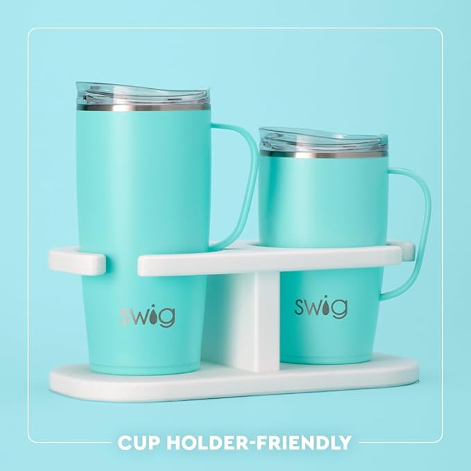 Swig Life 18oz Travel Mug, Insulated Tumbler with Handle and Lid, Travel Coffee Mug, Cup Holder Friendly, Stainless Steel 18 oz Tumbler, Reusable Insulated with Lid (Giddy Up)