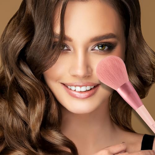 Makeup Brush Set with Storage Bag&Case Organic Environmental Vegan Bristles Complete Kit for Professional and Beginner Soft Synthetic Hairs for Eyeshadow, Eyebrow, Concealer, Foundation, Powder, Blend