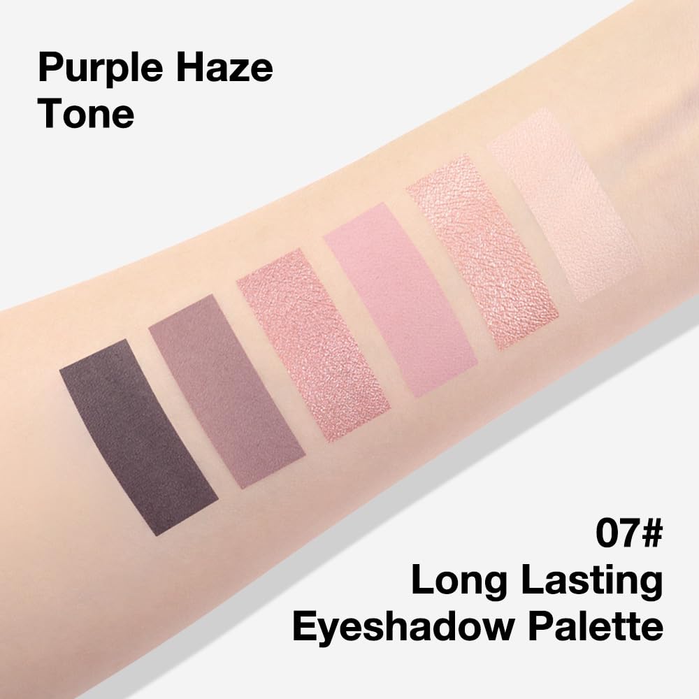 Kaely 6 Colors Mini Pink Eye Shadow Palette Makeup, Neutral Matte Shimmer Eyeshadow Palette for Older Women Highly Pigmented Waterproof, paleta de sombras de ojos, Vegan & Cruelty-free, 07