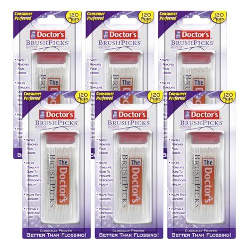 The Doctor's BrushPicks Interdental Toothpicks | 120-Picks per pack | (6-Pack)