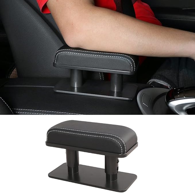 Car Driver Arm Pad Cushion, Car Center Console Elbow Cushion Pad Car Door Armrest Rest Pad Adjustable Height Comfort Universal Fit for Most Car, Solid Black