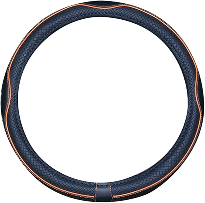 Mayco Bell Small Size Steering Wheel Cover Anti-Slip,Safety,Soft,Breathable,Durable,Full Surround,Comfortable Grip Microfiber Leather (14-14.25 inch, Black Orange)