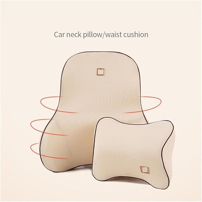 Car Driver Pillow Lumbar Support Back Cushion Fit for Seat Neck Pillow Washable Pillow Cushion(1 Set Red)