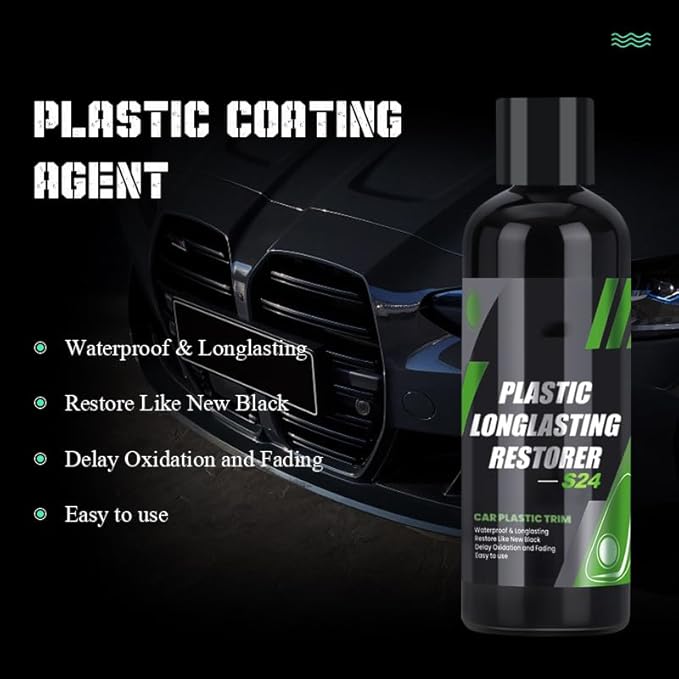 Plastic Longlasting Restorer for Car, Black Plastic Car Trim Restorer (3 PCS)