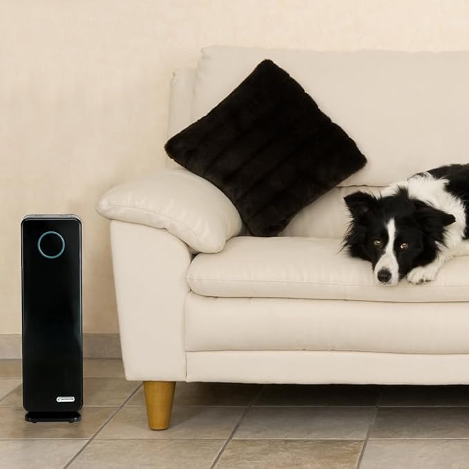 GermGuardian 5-In-1 HEPA Air Purifier for Home, Pet Air Purifier with HEPA Air Filter & UV-C Light, AC4300BPTCA, 743 Sq. Ft., 22'' Tower, Black