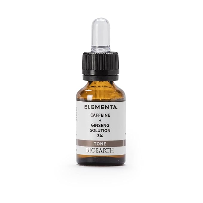 Bioearth Elementa,TONE face serum with caffeine and 3% ginseng extract for bags and dark circles, Draining and toning effect, Dermatologically tested, 100% vegan, AIAB certification - 15ml Pack